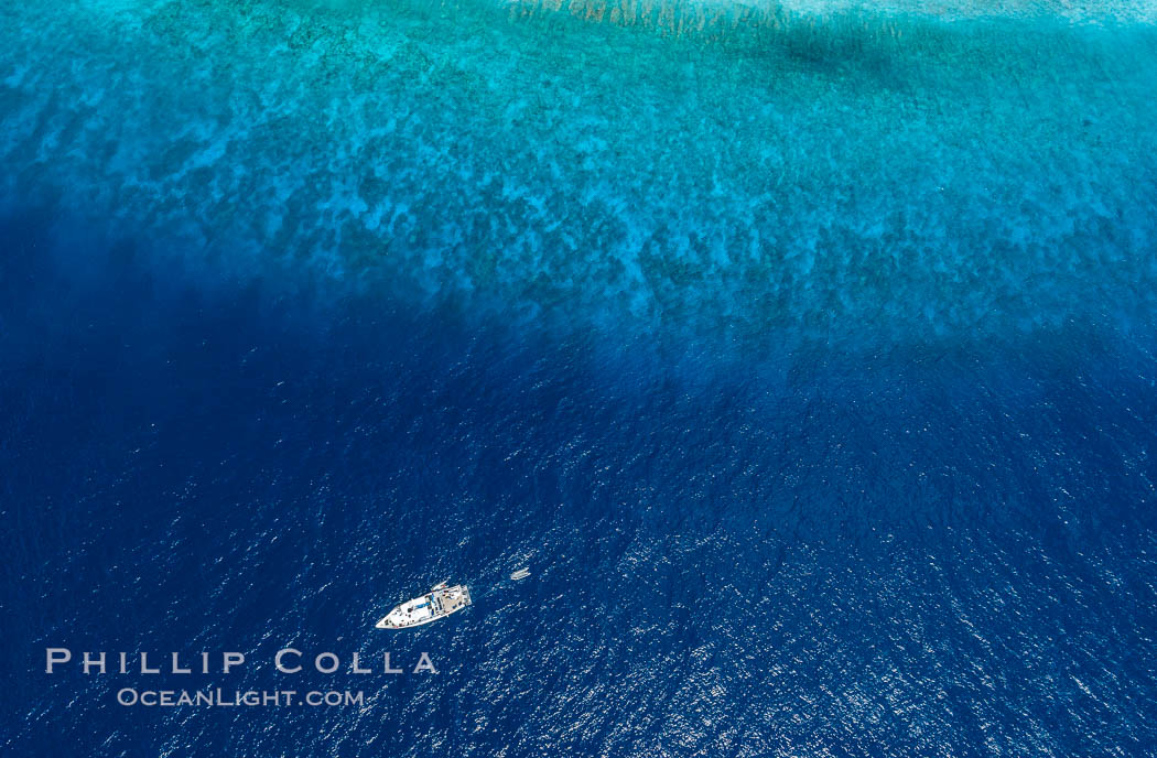 M/V Nautilus Undersea at Clipperton Island.  Clipperton Island, a minor territory of France also known as Ile de la Passion, is a small (2.3 sq mi) but  spectacular coral atoll in the eastern Pacific. By permit HC / 1485 / CAB (France)., natural history stock photograph, photo id 32870