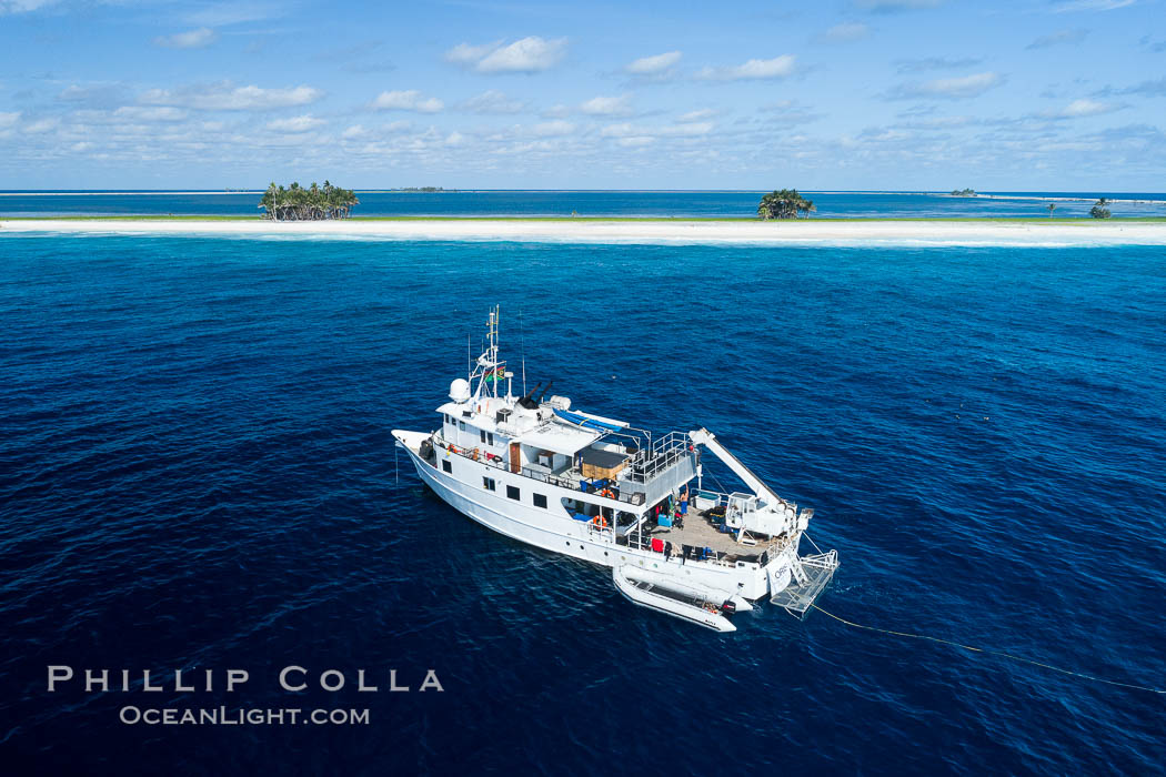 M/V Nautilus Undersea at Clipperton Island.  Clipperton Island, a minor territory of France also known as Ile de la Passion, is a small (2.3 sq mi) but  spectacular coral atoll in the eastern Pacific. By permit HC / 1485 / CAB (France)., natural history stock photograph, photo id 32847