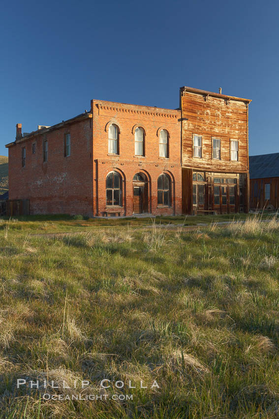 Main Street buildings, Dechambeau Hotel (left) and I.O.O.F. Hall (right). Bodie State Historical Park, California, USA, natural history stock photograph, photo id 23137