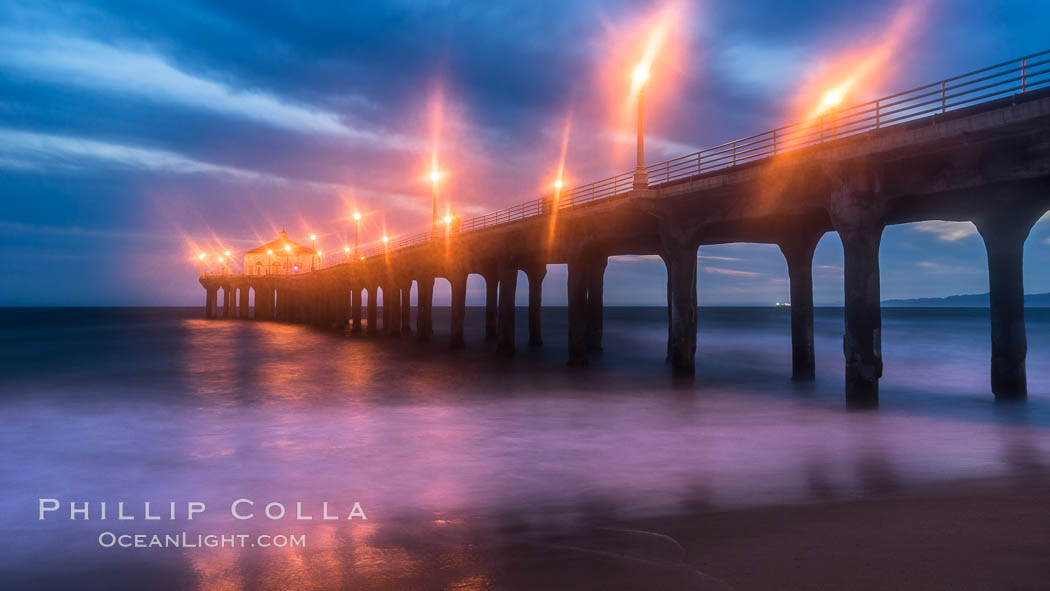 Manhattan Beach Pier at sunset. California, USA, natural history stock photograph, photo id 29143