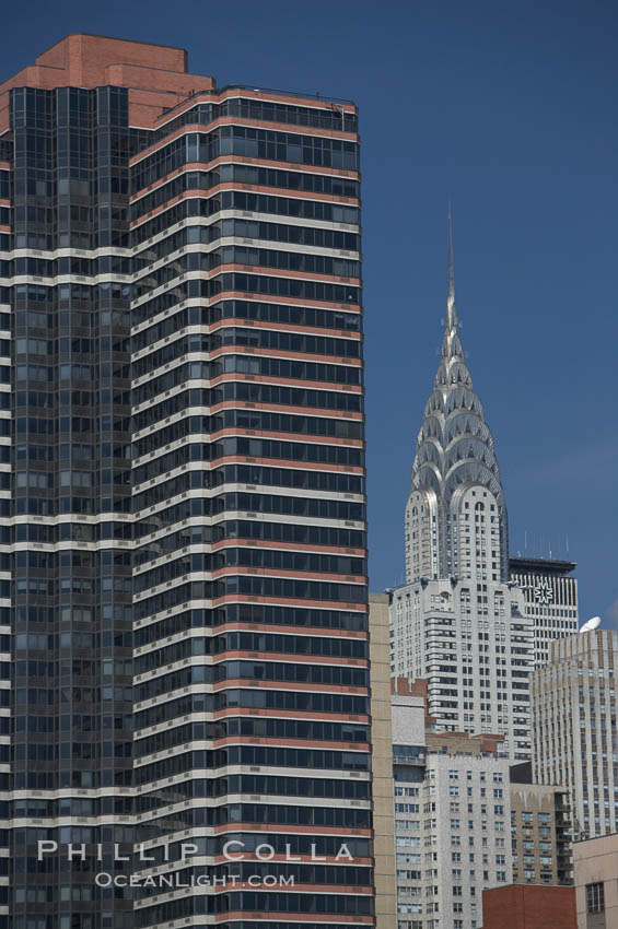 The Chrysler Building rises above the New York skyline as viewed from the East River. Manhattan, New York City, USA, natural history stock photograph, photo id 11130