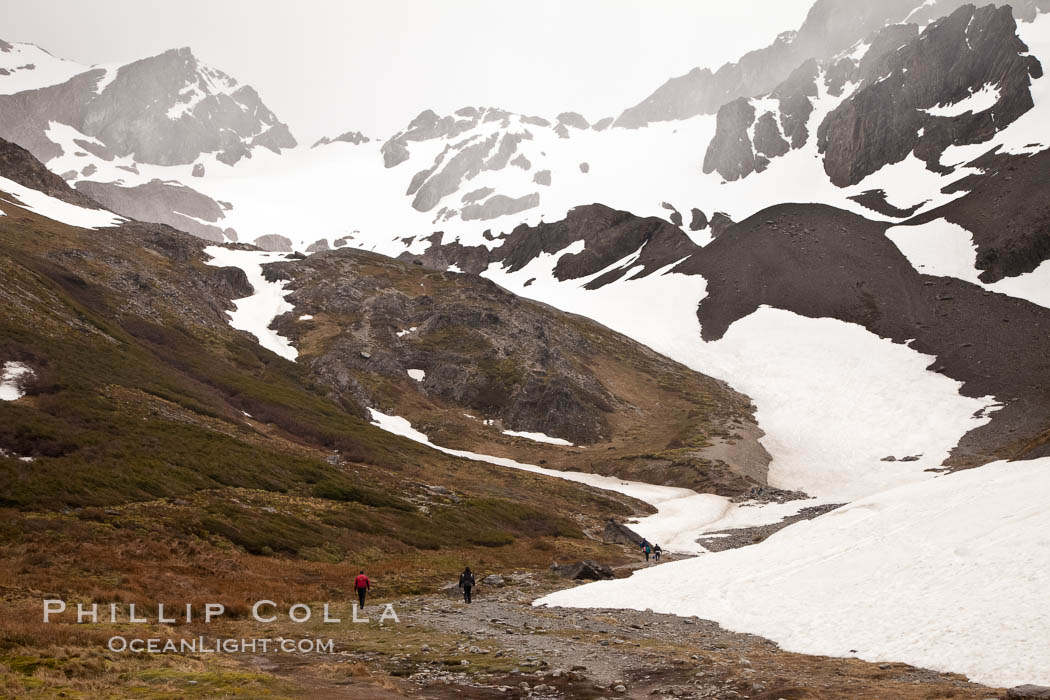 Martial Glacier is a receding cirque glacier, located in the Montes Martial, Fuegian Andes approximately 1050m above sea level and only 4.5km outside of Ushuaia town, is named for Captain Luis Fernando Martial, head of a French expedition, who visited the area in 1883. Tierra del Fuego, Argentina, natural history stock photograph, photo id 23606