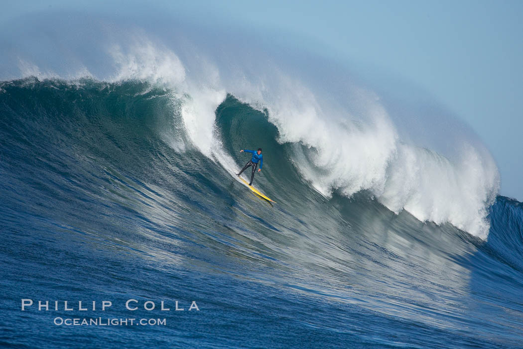 Veteran Mavericks local Peter Mel, heat two, 2006 Mavericks surf contest, February 7, 2006. Half Moon Bay, California, USA, natural history stock photograph, photo id 15330