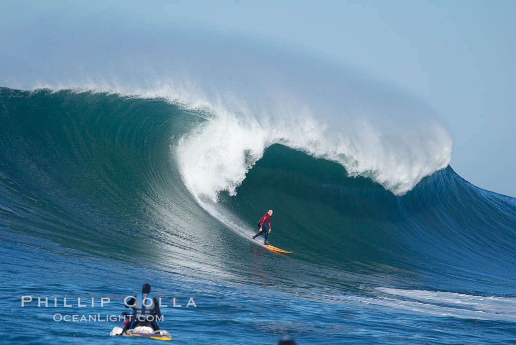 Tyler Smith in heat two, Smith would go on to take second in the final round later in the day, Mavericks surf contest (second place), February 7, 2006. Half Moon Bay, California, USA, natural history stock photograph, photo id 15332