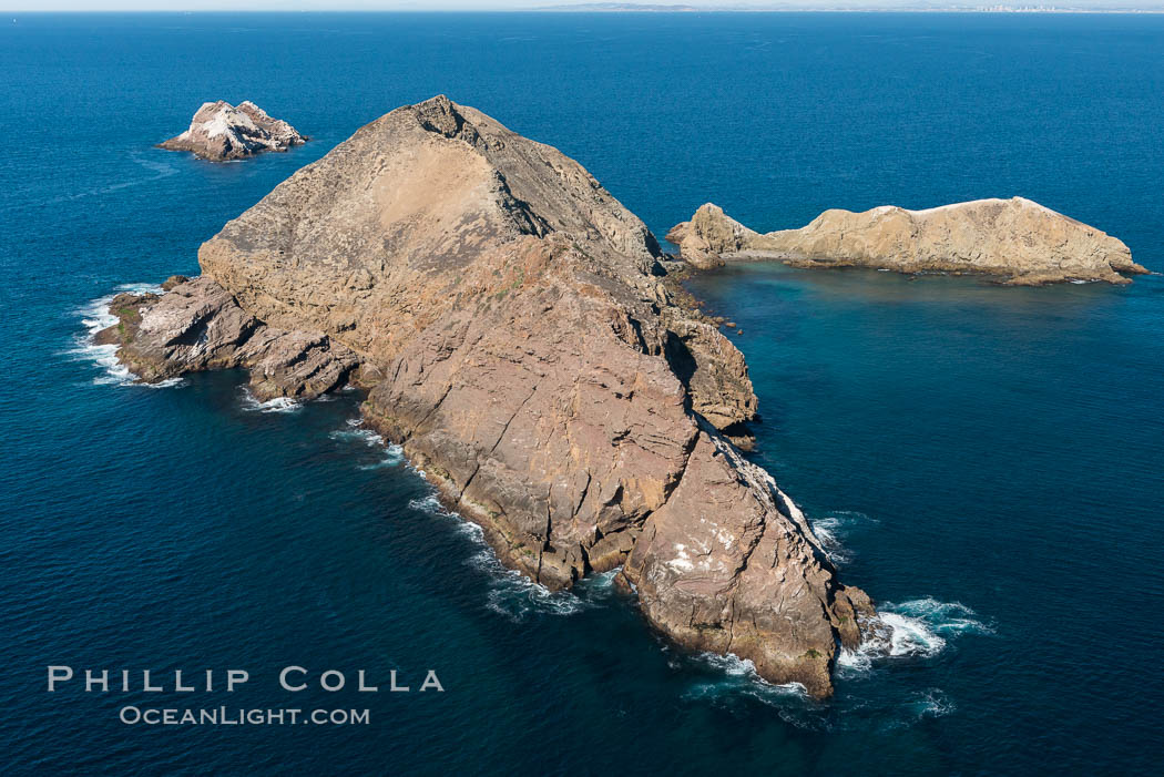 Middle Coronado Island, Mexico, looking north with San Diego and Point Loma in the distance, aerial photograph., natural history stock photograph, photo id 29060
