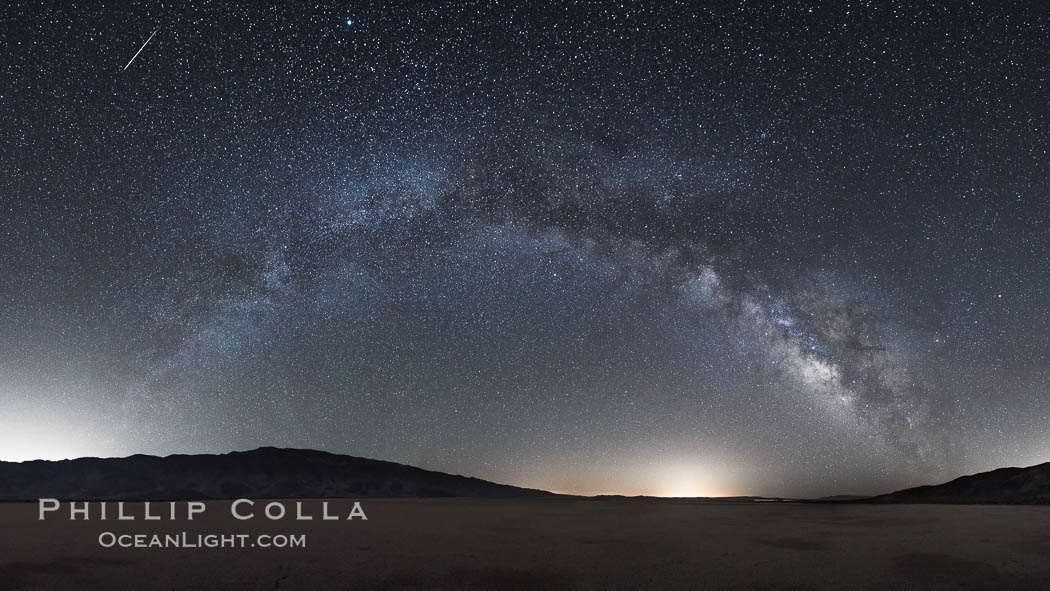 Milky Way and Shooting Star over Clark Dry Lake playa, Anza Borrego Desert State Park., natural history stock photograph, photo id 31033