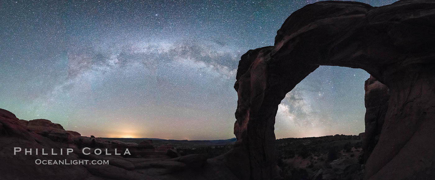 Milky Way and Stars over Broken Arch, Arches National Park, Utah. USA, natural history stock photograph, photo id 29237