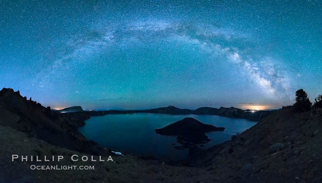 Milky Way And Stars Over Crater Lake At Night Crater Lake National