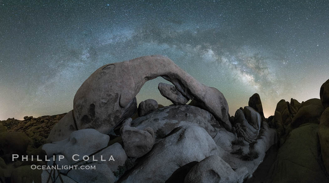 Milky Way over Arch Rock, Joshua Tree National Park. California, USA, natural history stock photograph, photo id 29200