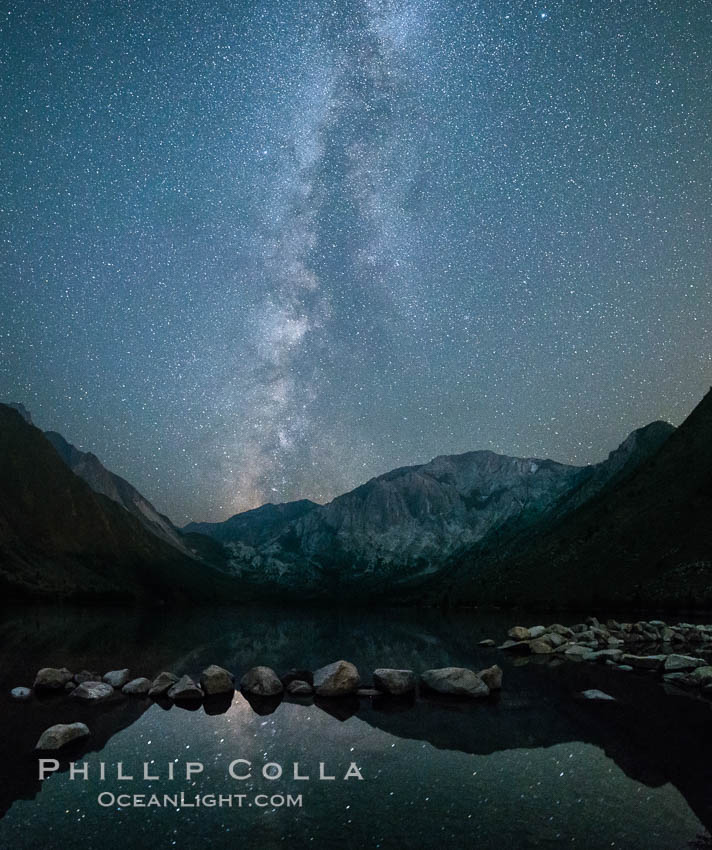 Milky Way over Convict Lake, panoramic photo., natural history stock photograph, photo id 31186