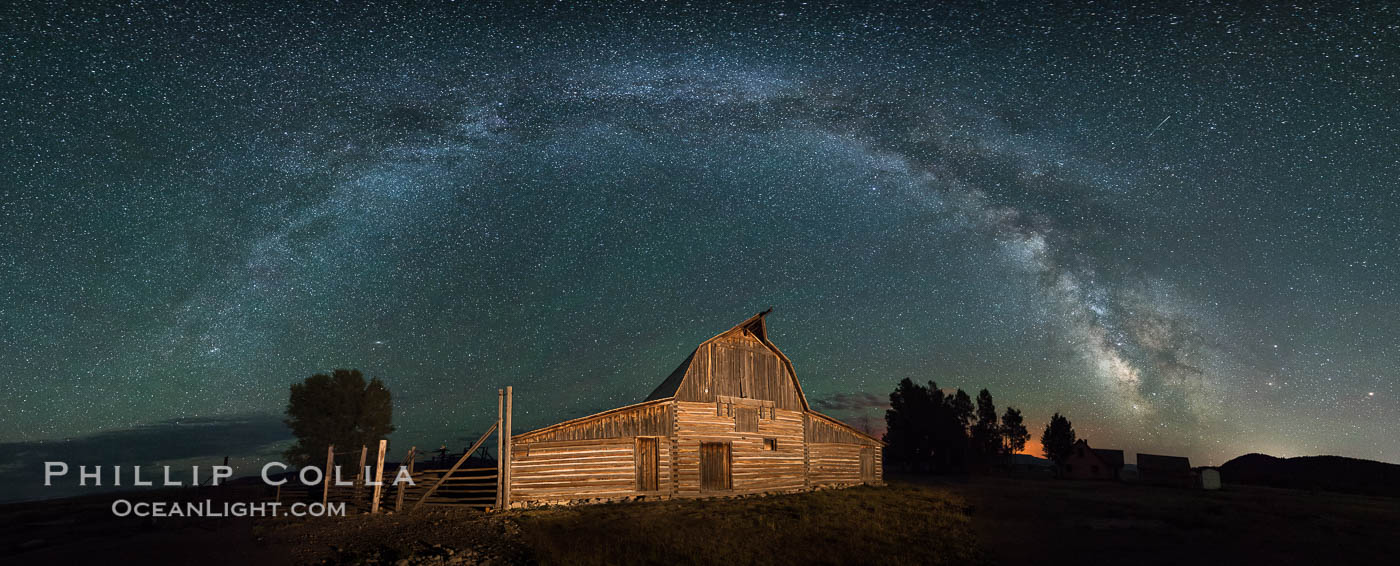 Milky Way over John Moulton Barn, Grand Teton National Park., natural history stock photograph, photo id 32305