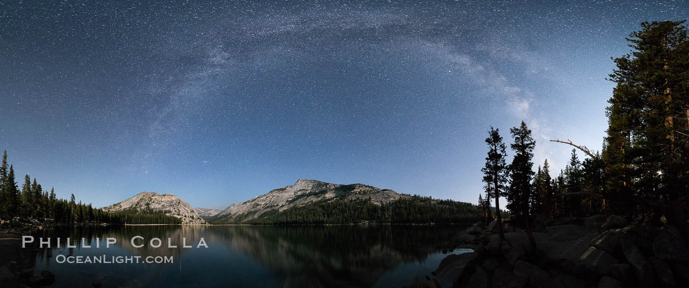 Milky Way over Tenaya Lake, Polly Dome (left), Tenaya Peak (center), Yosemite National Park. California, USA, natural history stock photograph, photo id 31182