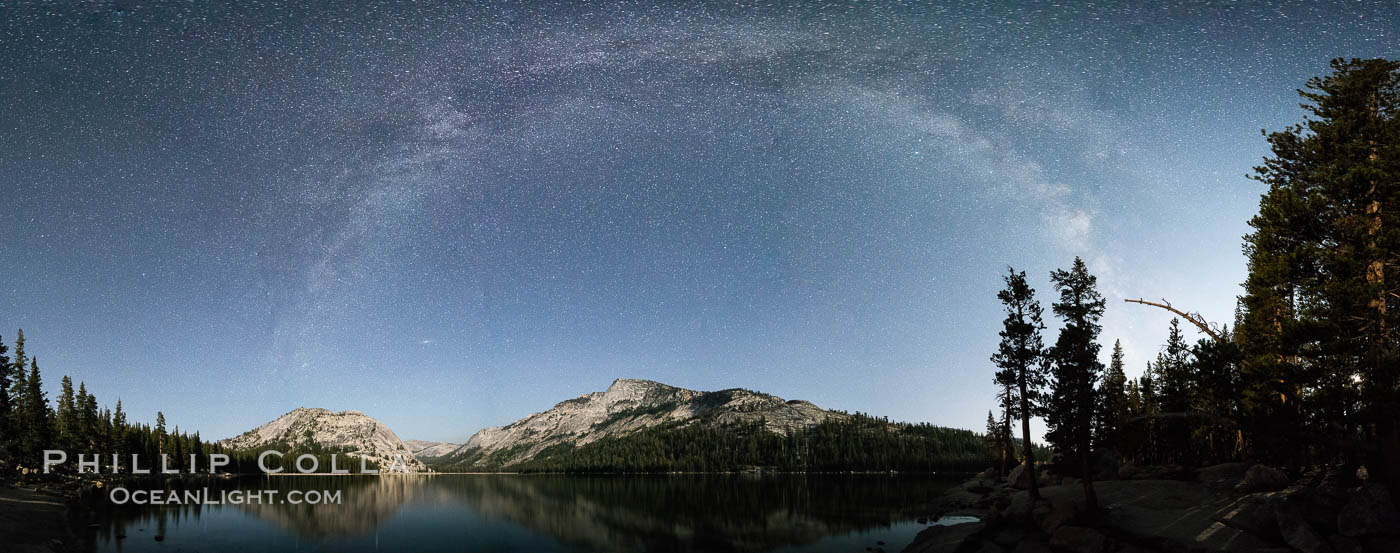 Milky Way over Tenaya Lake, Polly Dome (left), Tenaya Peak (center), Yosemite National Park. California, USA, natural history stock photograph, photo id 31183