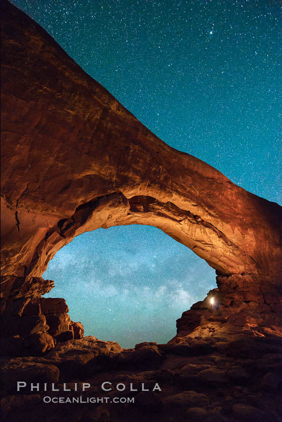Milky Way through North Window, Arches National Park. Utah, USA, natural history stock photograph, photo id 29276