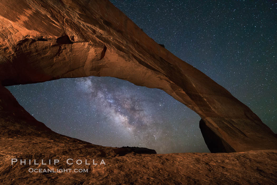 Milky Way and Stars through Wilson Arch. Moab, Utah, USA, natural history stock photograph, photo id 29274