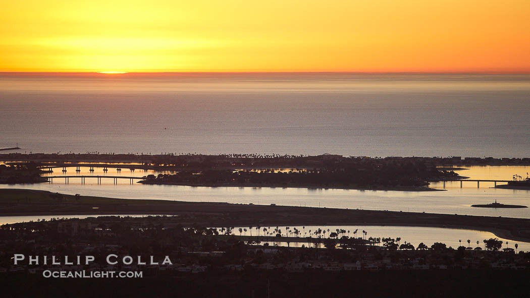 Mission Bay and Pacific Ocean, sunset., natural history stock photograph, photo id 22343