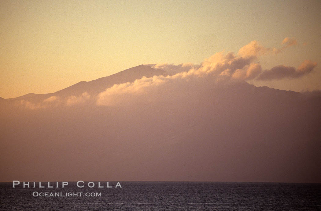 Molokai summit and cloud, viewed from west Maui. Hawaii, USA, natural history stock photograph, photo id 00254