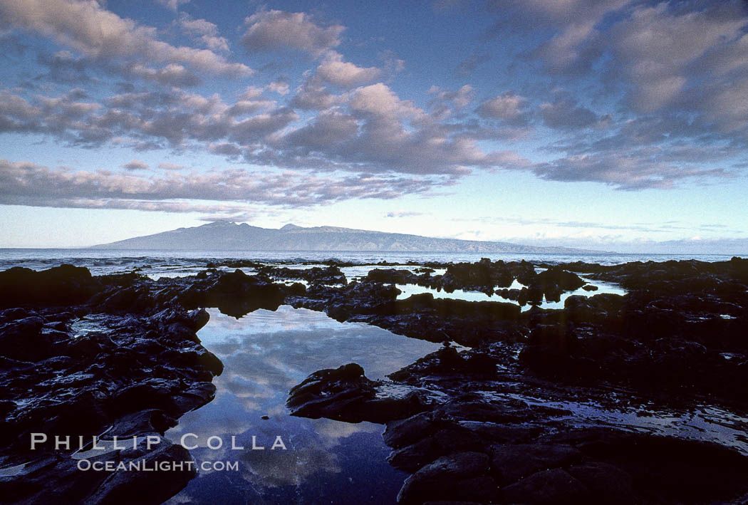 Molokai and water pools, viewed from west Maui. Hawaii, USA, natural history stock photograph, photo id 00253