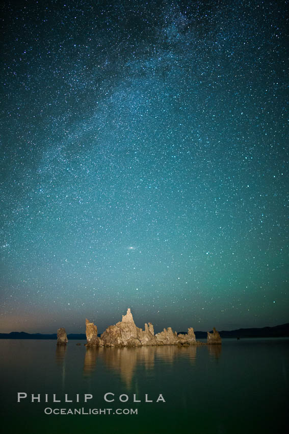 Tufa and Stars at Night, Milky Way galaxy. Mono Lake, California, USA, natural history stock photograph, photo id 28518