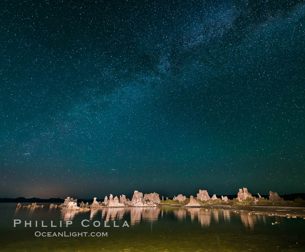 Tufa and Stars at Night, Milky Way galaxy. Mono Lake, California, USA, natural history stock photograph, photo id 28508