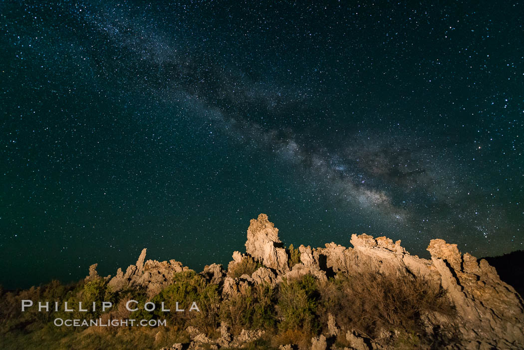 Tufa and Stars at Night, Milky Way galaxy. Mono Lake, California, USA, natural history stock photograph, photo id 28507
