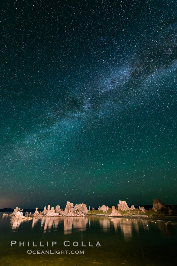 Tufa and Stars at Night, Milky Way galaxy. Mono Lake, California, USA, natural history stock photograph, photo id 28509