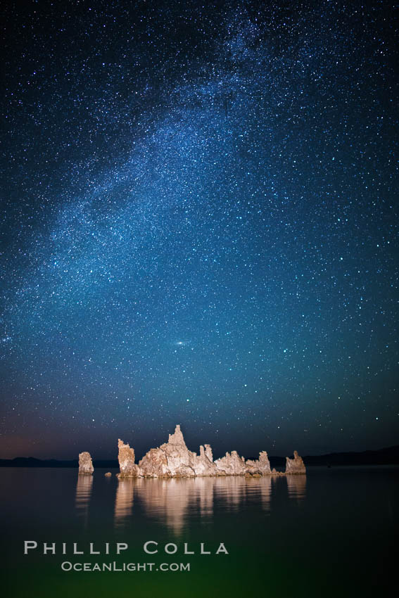 Tufa and Stars at Night, Milky Way galaxy. Mono Lake, California, USA, natural history stock photograph, photo id 28517