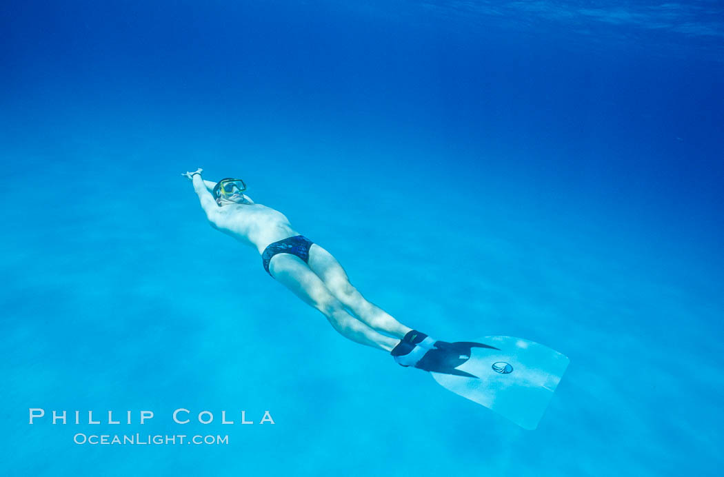 Freediver and monofin. Bahamas, natural history stock photograph, photo id 02986