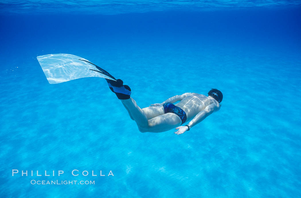 Freediver and monofin. Bahamas, natural history stock photograph, photo id 02987