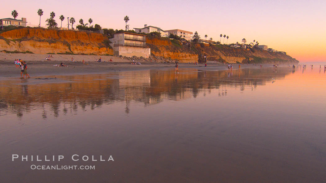 Moonlight Beach at sunset. Encinitas, California, USA, natural history stock photograph, photo id 21796