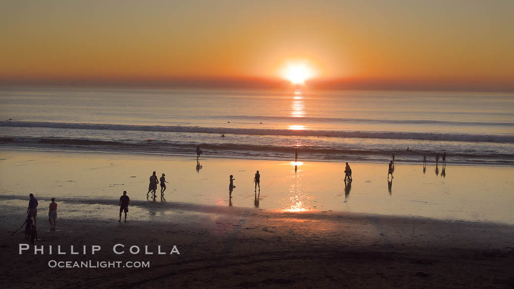 Moonlight Beach at sunset. Encinitas, California, USA, natural history stock photograph, photo id 21793