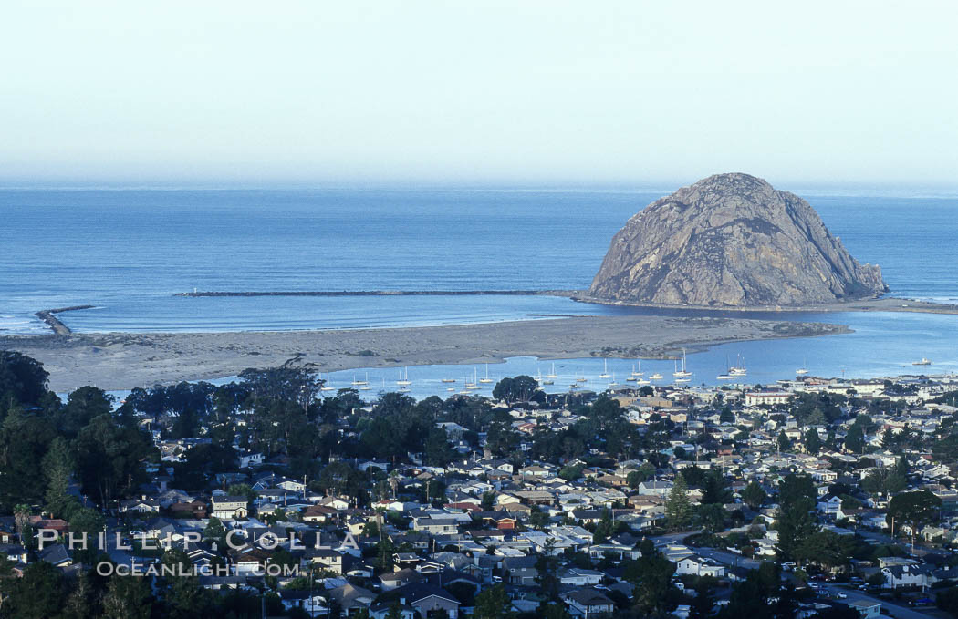 Morro Rock and Morro Bay. California, USA, natural history stock photograph, photo id 06438