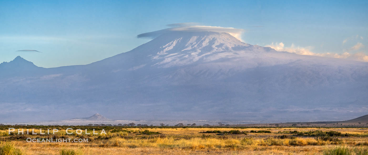 Mount Kilimanjaro at Sunset, from Amboseli National Park. Kenya, natural history stock photograph, photo id 39550