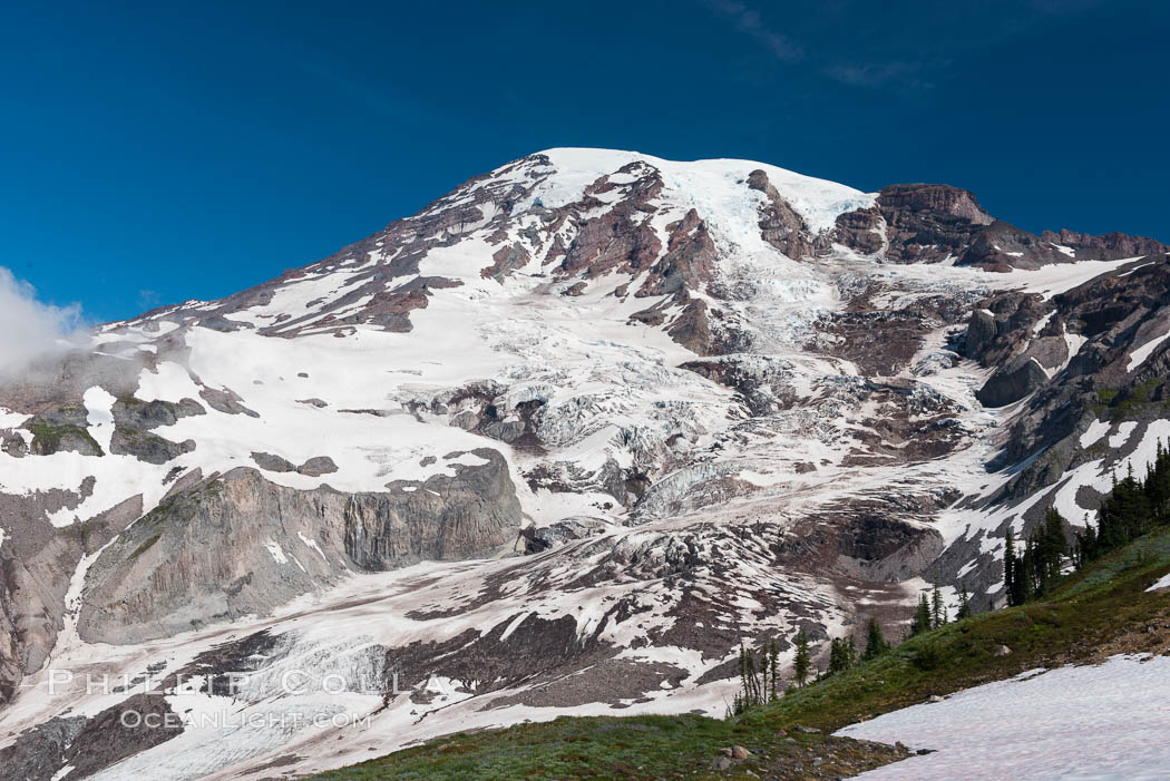 Mount Rainier, southern exposure viewed from High Skyline Trail near Paradise Meadows. Mount Rainier National Park, Washington, USA, natural history stock photograph, photo id 28712