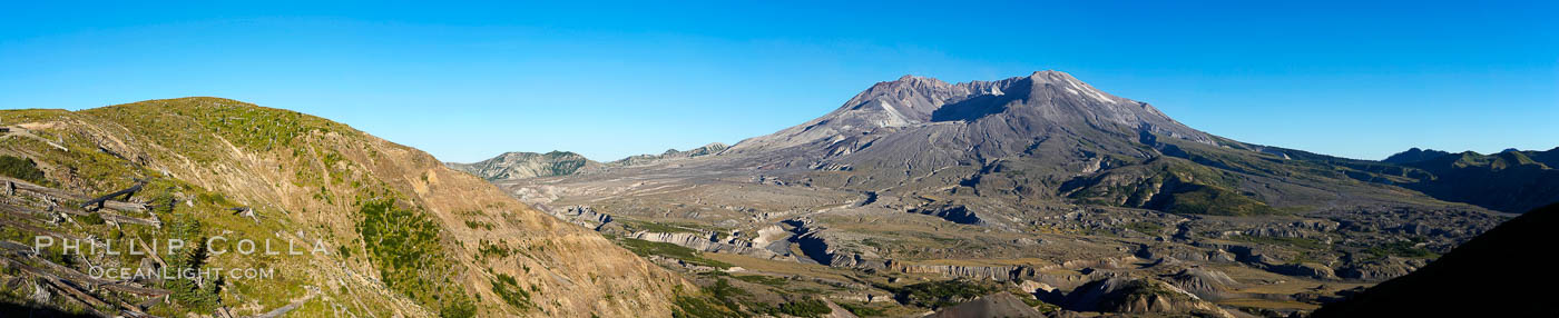 Panorama of Mount St. Helens, viewed from Johnston Ridge. Mount St. Helens National Volcanic Monument, Washington, USA, natural history stock photograph, photo id 19118