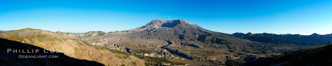 Panorama of Mount St. Helens, viewed from Johnston Ridge. Mount St. Helens National Volcanic Monument, Washington, USA, natural history stock photograph, photo id 19119