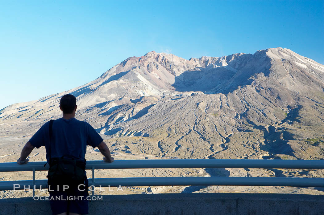 Mount St. Helens viewed from Johnston Observatory five miles away, showing western flank that was devastated during the 1980 eruption. Mount St. Helens National Volcanic Monument, Washington, USA, natural history stock photograph, photo id 13930