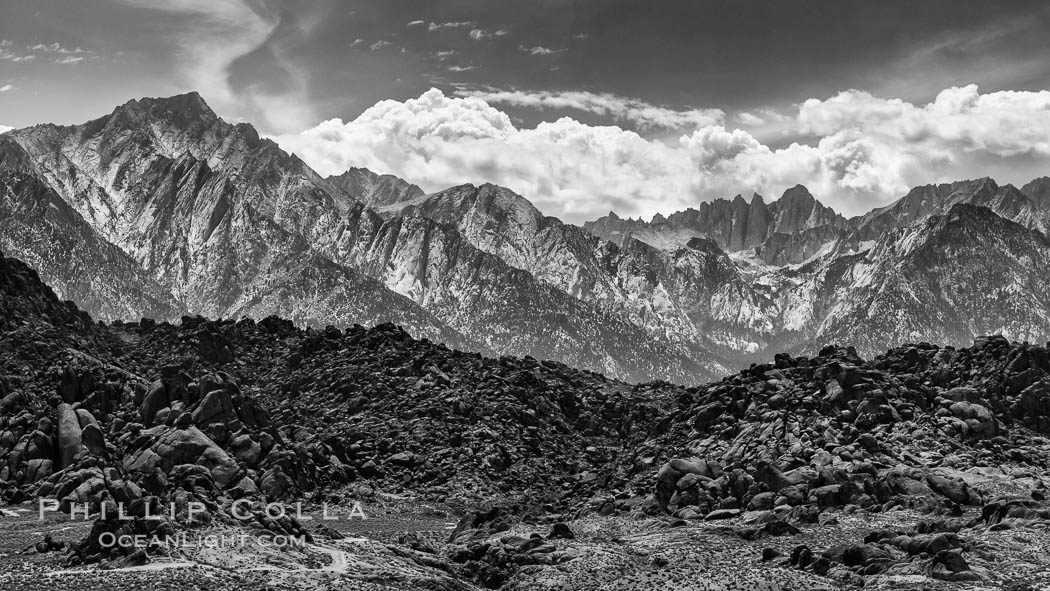 Mount Whitney and Lone Pine Peak over the Alabama Hills., natural history stock photograph, photo id 28691