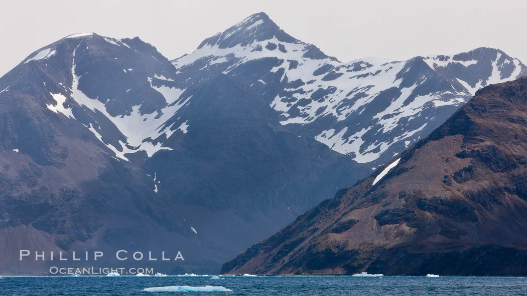 Mountains, glaciers and ocean, the rugged and beautiful topography of South Georgia Island. Grytviken, natural history stock photograph, photo id 24550