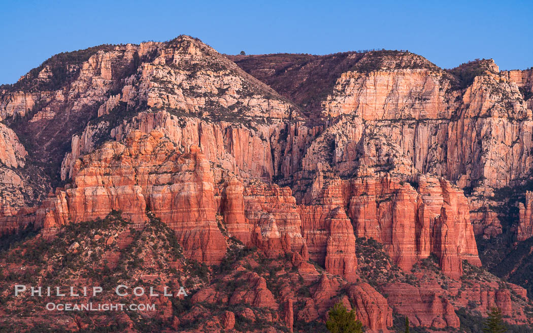 Munds Mountain cliffs at sunset, Sedona, Arizona., natural history stock photograph, photo id 38555