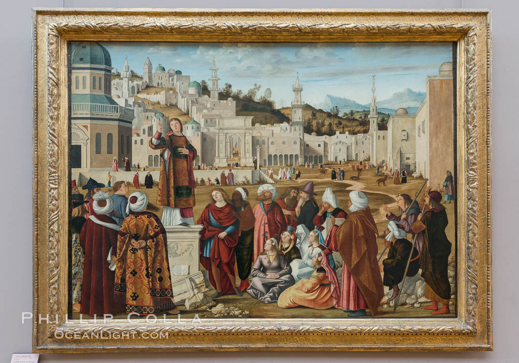 La Predication de saint Etienne a Jerusalem, by Vittore Carpaccio, 1514. Musee du Louvre. Paris, France, natural history stock photograph, photo id 28035