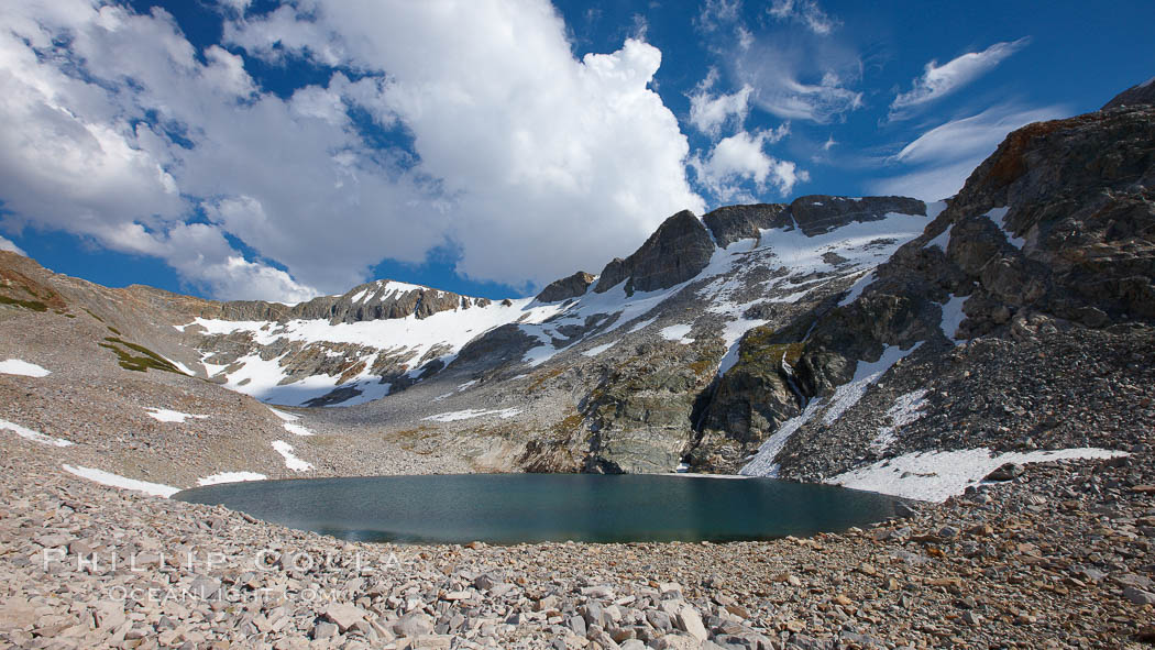 Nameless Lake, surrounded by glacier-sculpted granite peaks of the Cathedral Range, near Vogelsang High Sierra Camp. Yosemite National Park, California, USA, natural history stock photograph, photo id 23255