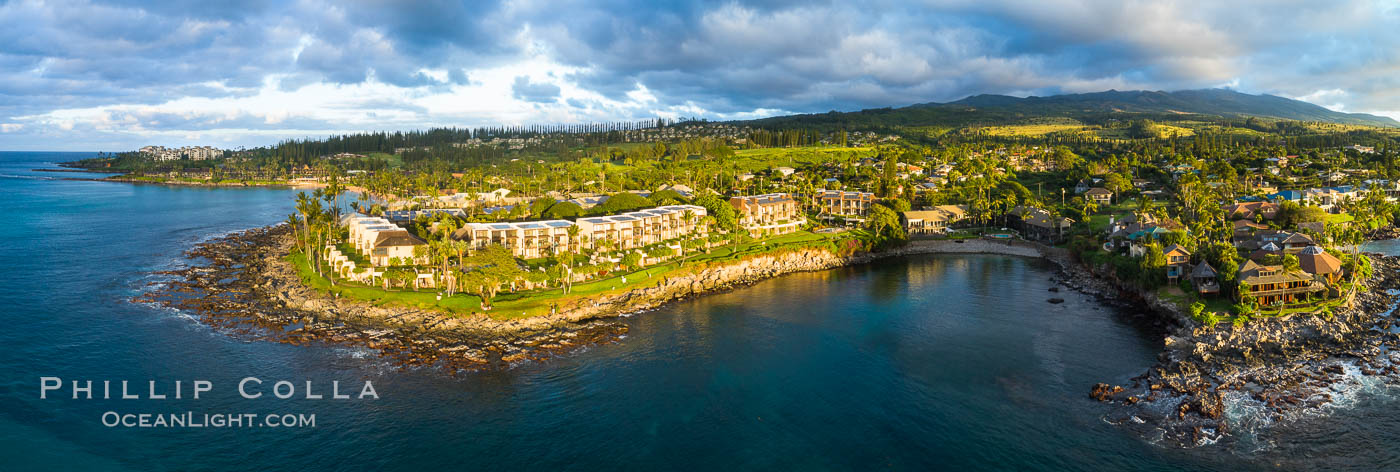 Napili Point and Honokeana Cove, aerial photo, West Maui. Hawaii, USA, natural history stock photograph, photo id 38118