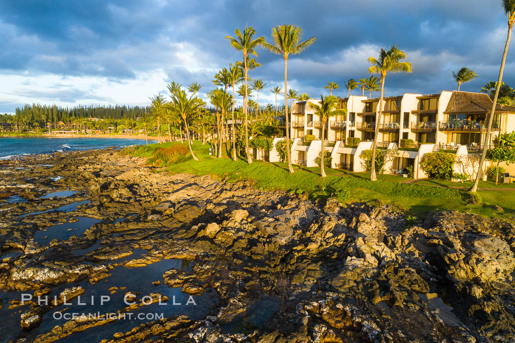 Napili Point and Honokeana Cove, aerial photo, West Maui. Hawaii, USA, natural history stock photograph, photo id 38155