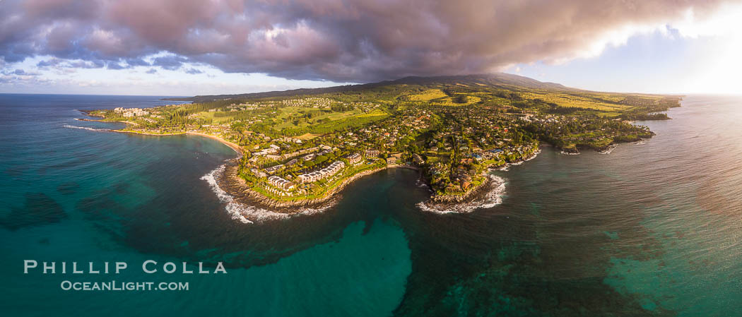 Napili Point and Honokeana Cove, aerial photo, West Maui. Hawaii, USA, natural history stock photograph, photo id 38249