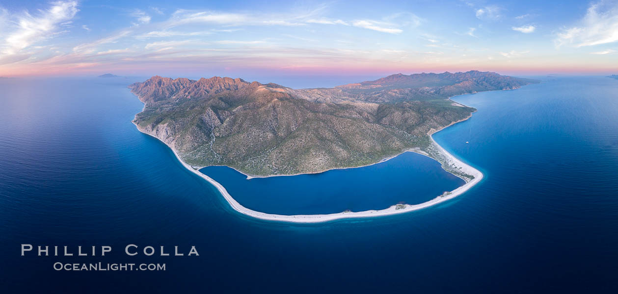 Natural Salt Lake on Isla San Jose, Aerial View, Sea of Cortez. Baja California, Mexico, natural history stock photograph, photo id 37338