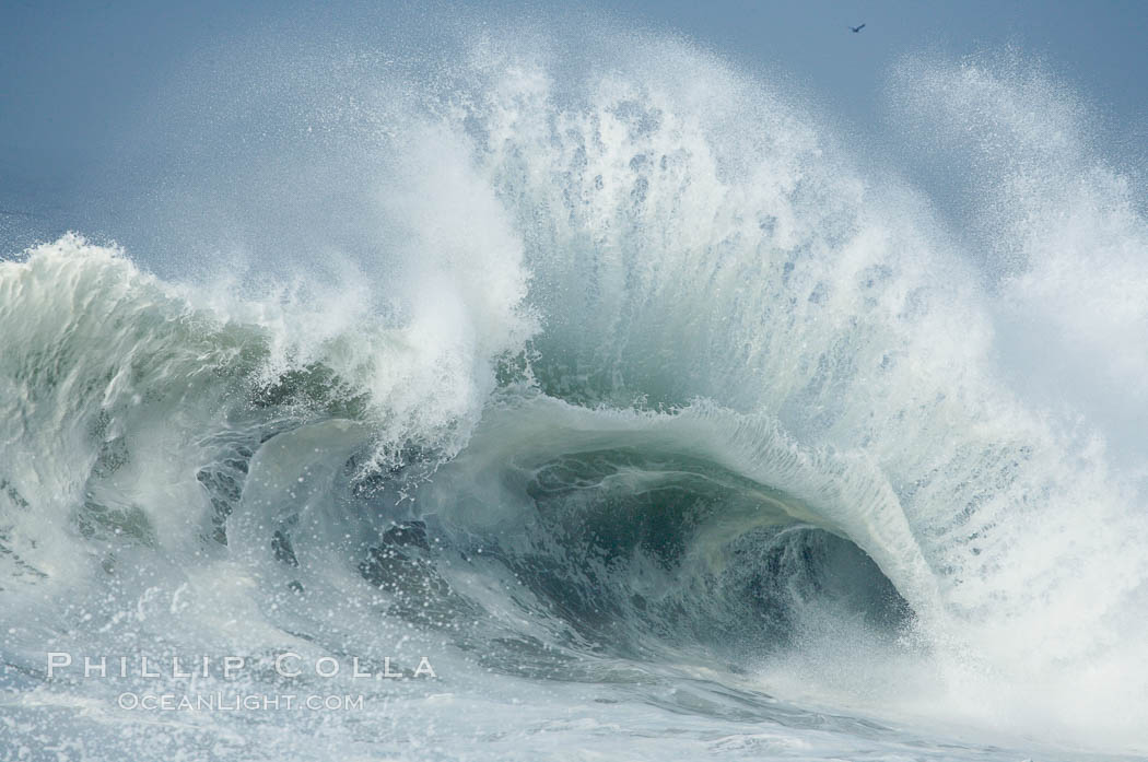 Backwash tosses up a foamy lip.  The Wedge. Newport Beach, California, USA, natural history stock photograph, photo id 14192