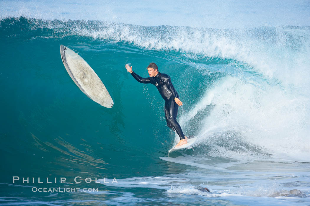 Surfer nearly collides with stray board, #3 of a 6 frame sequence, Newport Beach. California, USA, natural history stock photograph, photo id 16835