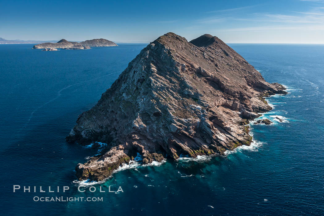 North Coronado Island, Mexico, northern point looking south with Middle and South Islands in the distance, aerial photograph. Coronado Islands (Islas Coronado), Baja California, natural history stock photograph, photo id 29051