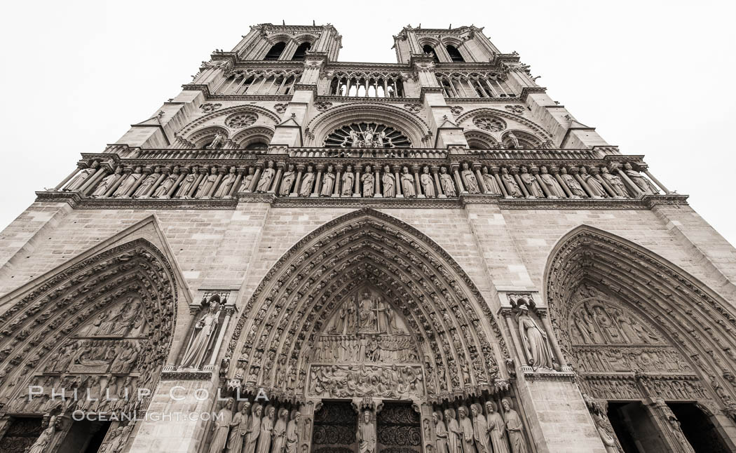 Notre Dame de Paris. Notre Dame de Paris ("Our Lady of Paris"), also known as Notre Dame Cathedral or simply Notre Dame, is a historic Roman Catholic Marian cathedral on the eastern half of the Ile de la Cite in the fourth arrondissement of Paris, France. Widely considered one of the finest examples of French Gothic architecture and among the largest and most well-known churches in the world ever built, Notre Dame is the cathedral of the Catholic Archdiocese of Paris., natural history stock photograph, photo id 28127